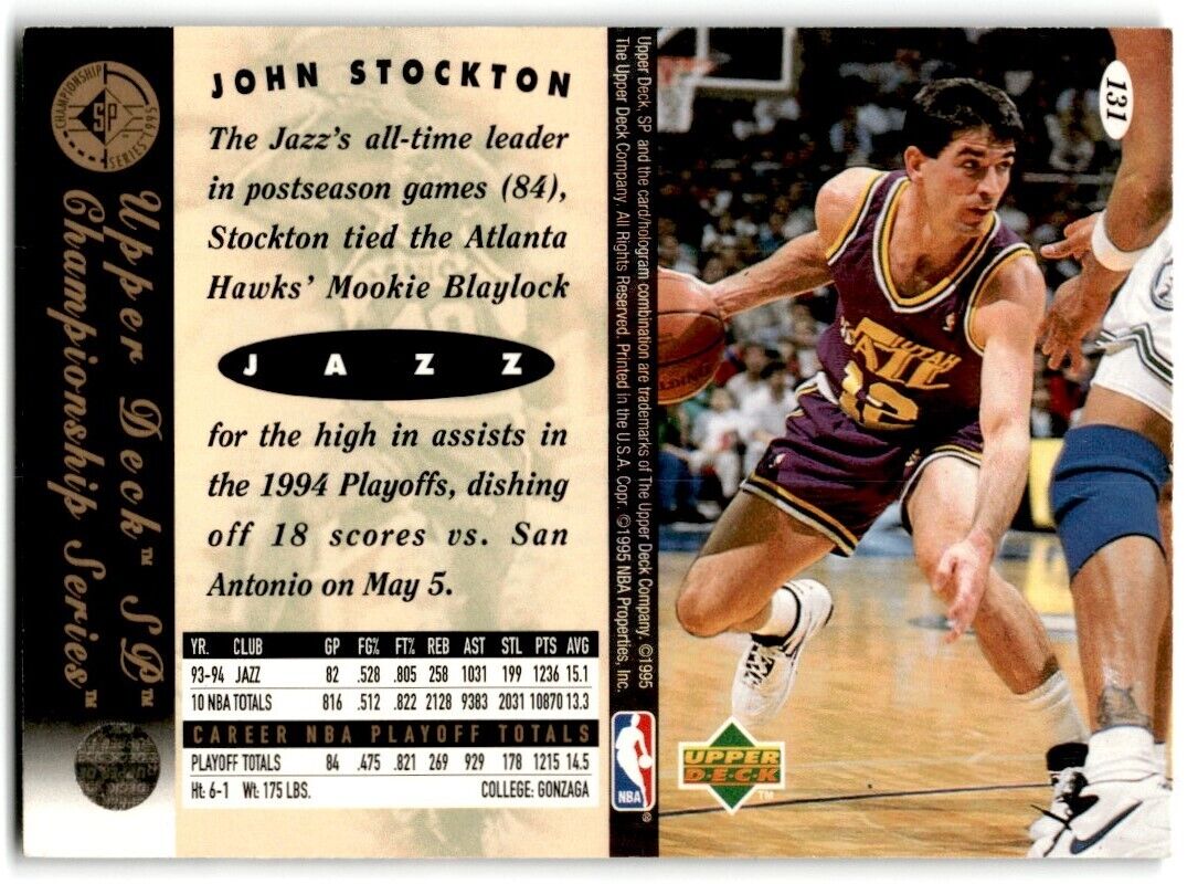 1995-96 SP Championship Series 1995 John Stockton Utah Jazz #131