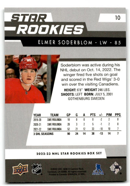 2022-23 Upper Deck Star Rookies Elmer Soderblom Rookie Detroit Red Wings #10