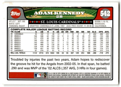 2008 Topps Adam Kennedy St. Louis Cardinals #542