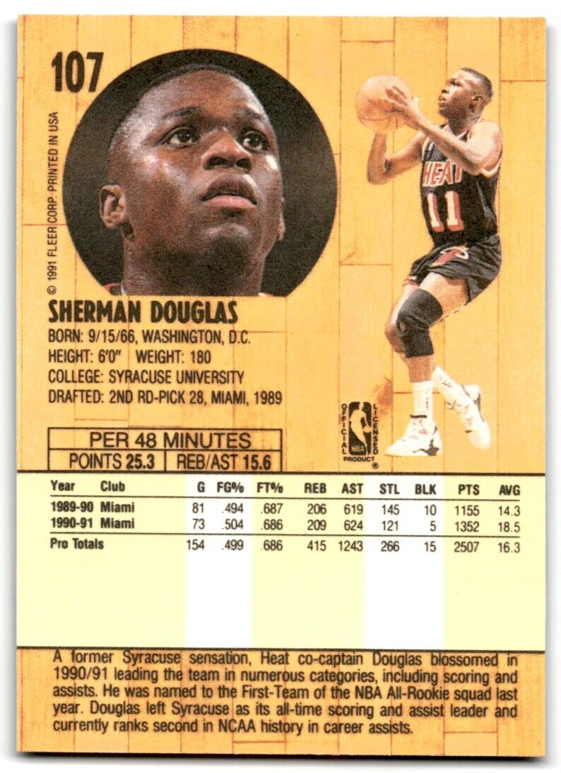 1991-92 Fleer Sherman Douglas Miami Heat #107