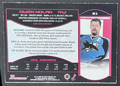 2002-03 Bowman YoungStars Owen Nolan San Jose Sharks #21