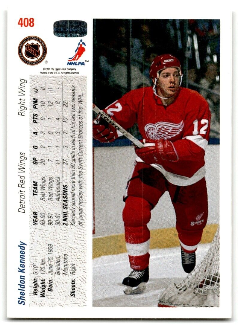 1991-92 Upper Deck Sheldon Kennedy Detroit Red Wings #408