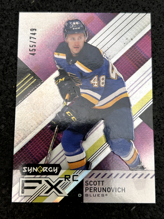 2021-22 FX Rookies Scott Perunovich RC 455/749 St. Louis Blues #FXR-SC