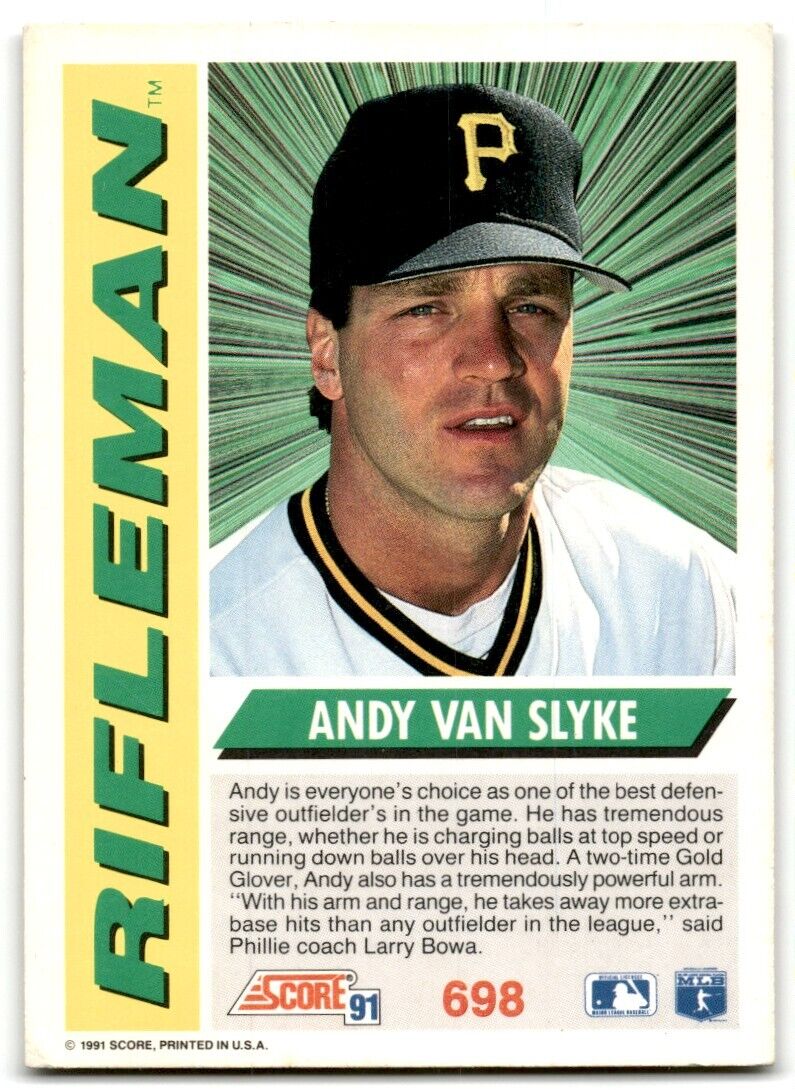 1991 Score riffleman Andy Van Slyke Pittsburgh Pirates #698