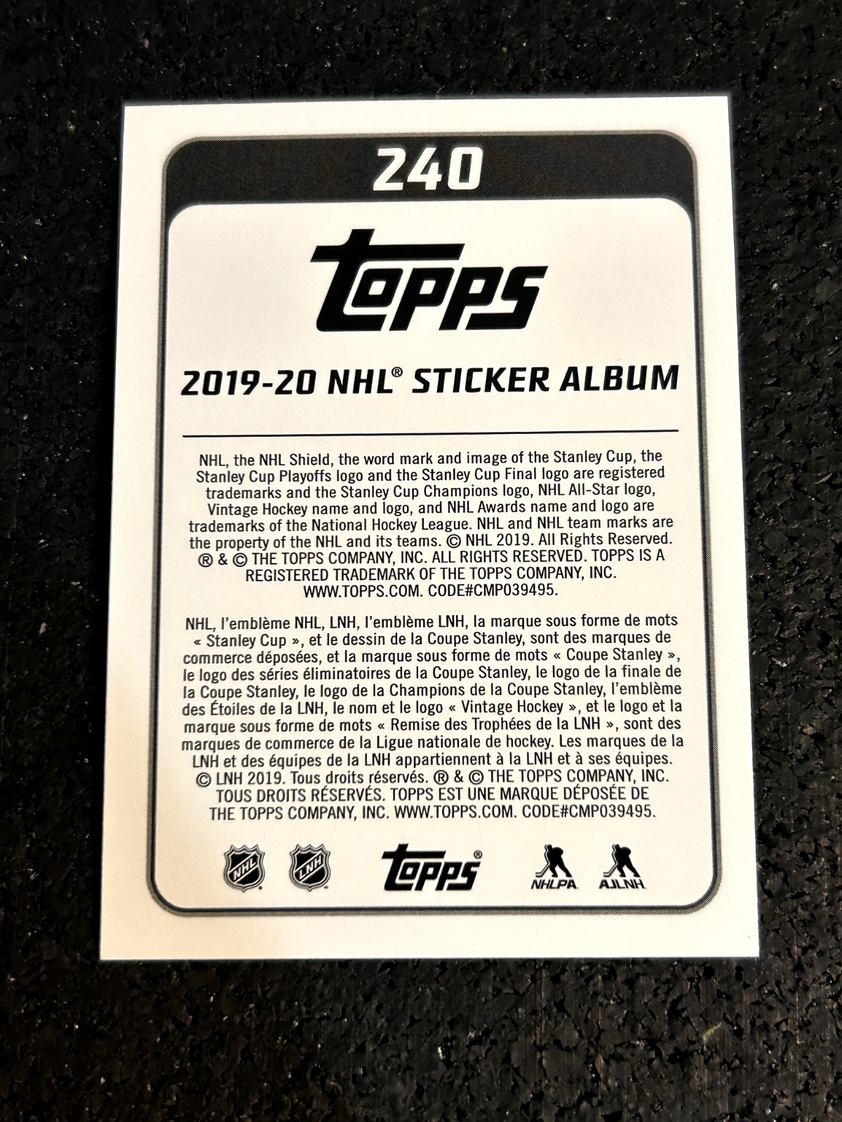 2019-20 Topps NHL Stickers #240 Team highlight - December 11, 2018