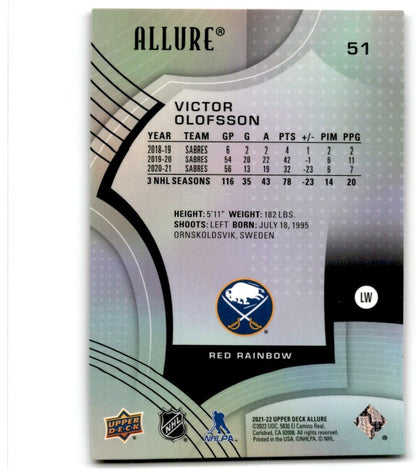 2021-22 Upper Deck Allure red Victor Olofsson Buffalo Sabres #51