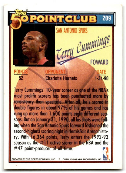 1992-93 Topps 50 point Club Terry Cummings San Antonio Spurs #209