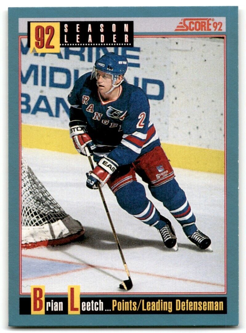 1992-93 Score Canadian Brian Leetch New York Rangers #416