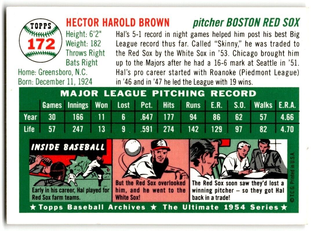 1994 Topps Archives 1954 Hal Brown Boston Red Sox #172