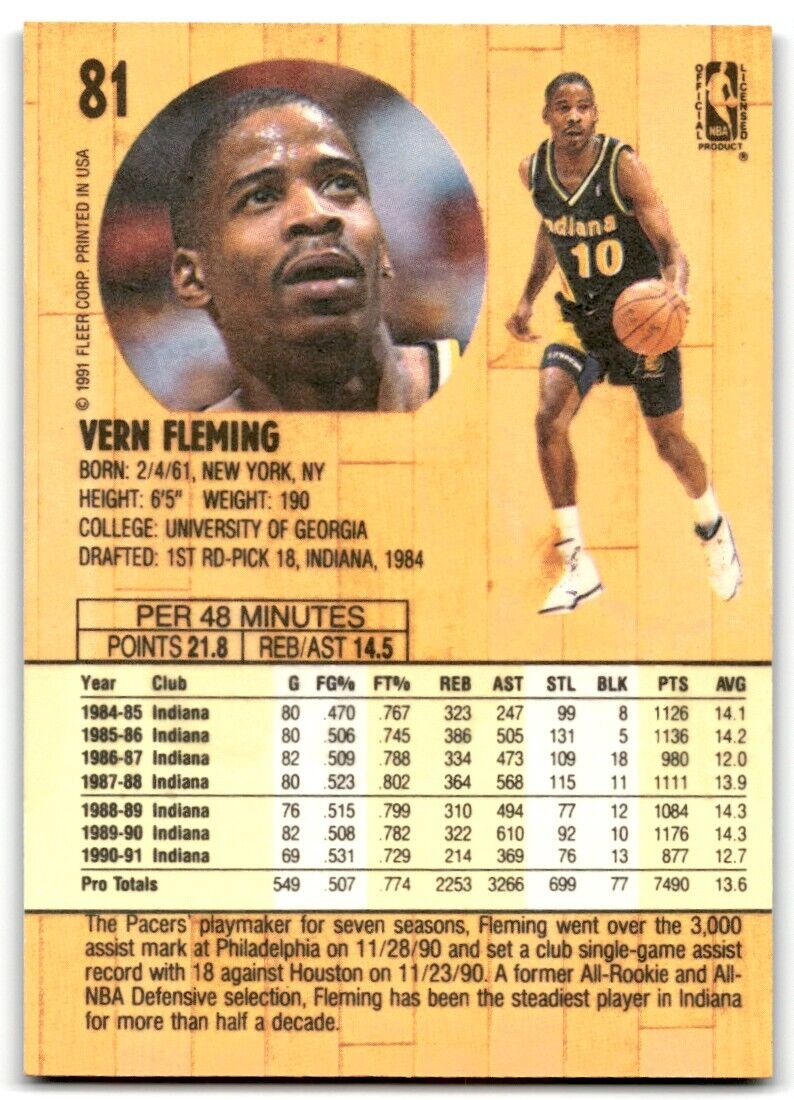 1991-92 Fleer Vern Fleming Indiana Pacers #81