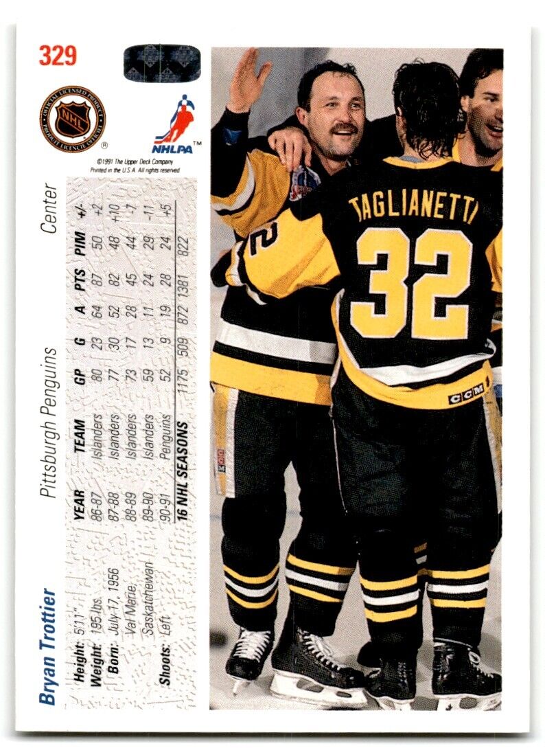 1991-92 Upper Deck Bryan Trottier Pittsburgh Penguins #329