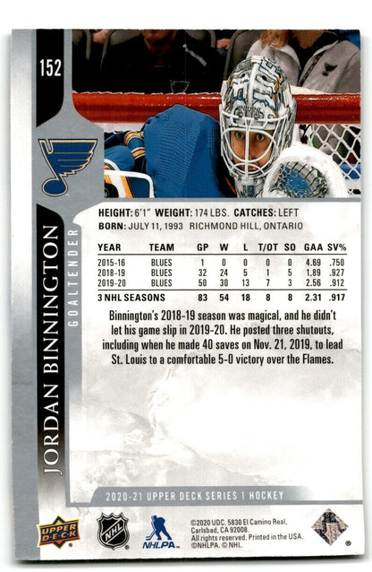 2020-21 Upper Deck Jordan Binnington St. Louis