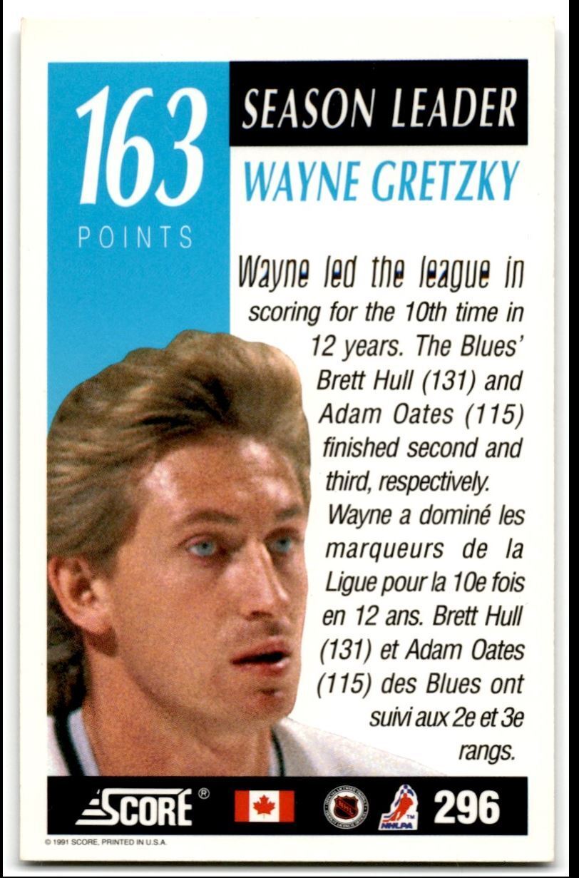 1991-92 Score Canadian Bilingual Wayne Gretzky Los Angeles Kings #296