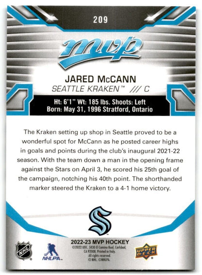 2022-23 Upper Deck MVP Jared McCann Seattle Kraken #209