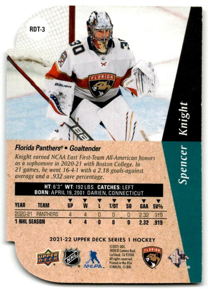 2021-22 Upper Deck Rookie Die-Cut Spencer Knight Rookie Florida Panthers #RDT-3