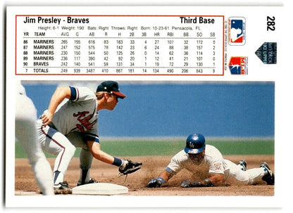 1991 Upper Deck Jim Presley Atlanta Braves #282