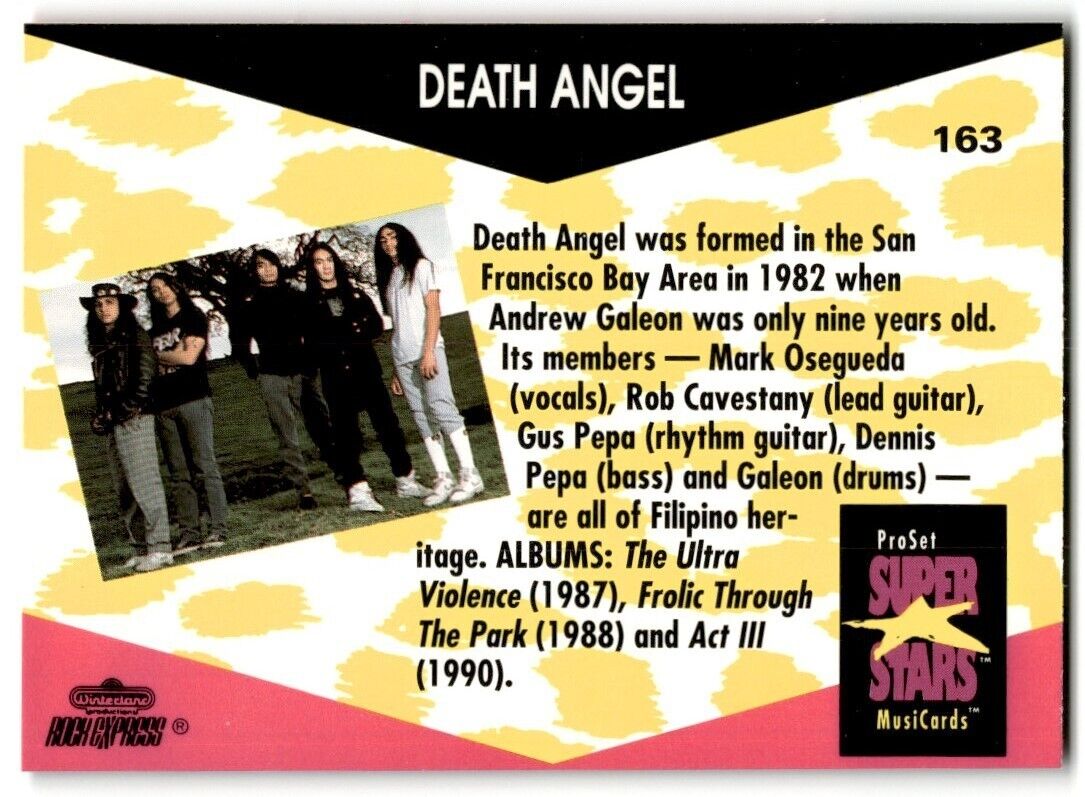 1991-92 ProSet Super Stars MusiCard Death Angel #163