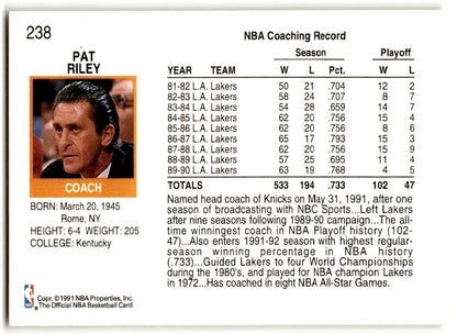 1991-92 Hoops Pat Riley New York Knicks #238