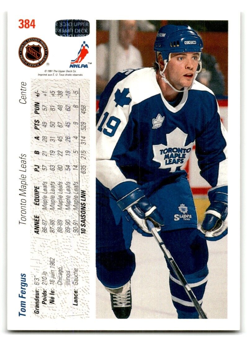 1991-92 Upper Deck French Tom Fergus Toronto Maple Leafs #384