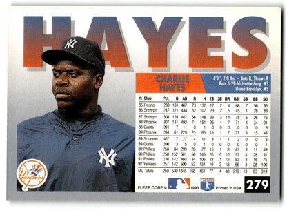 1993 Fleer Charlie Hayes New York Yankees #279