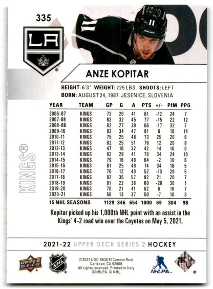 2021-22 Upper Deck Anze Kopitar Los Angeles Kings #335