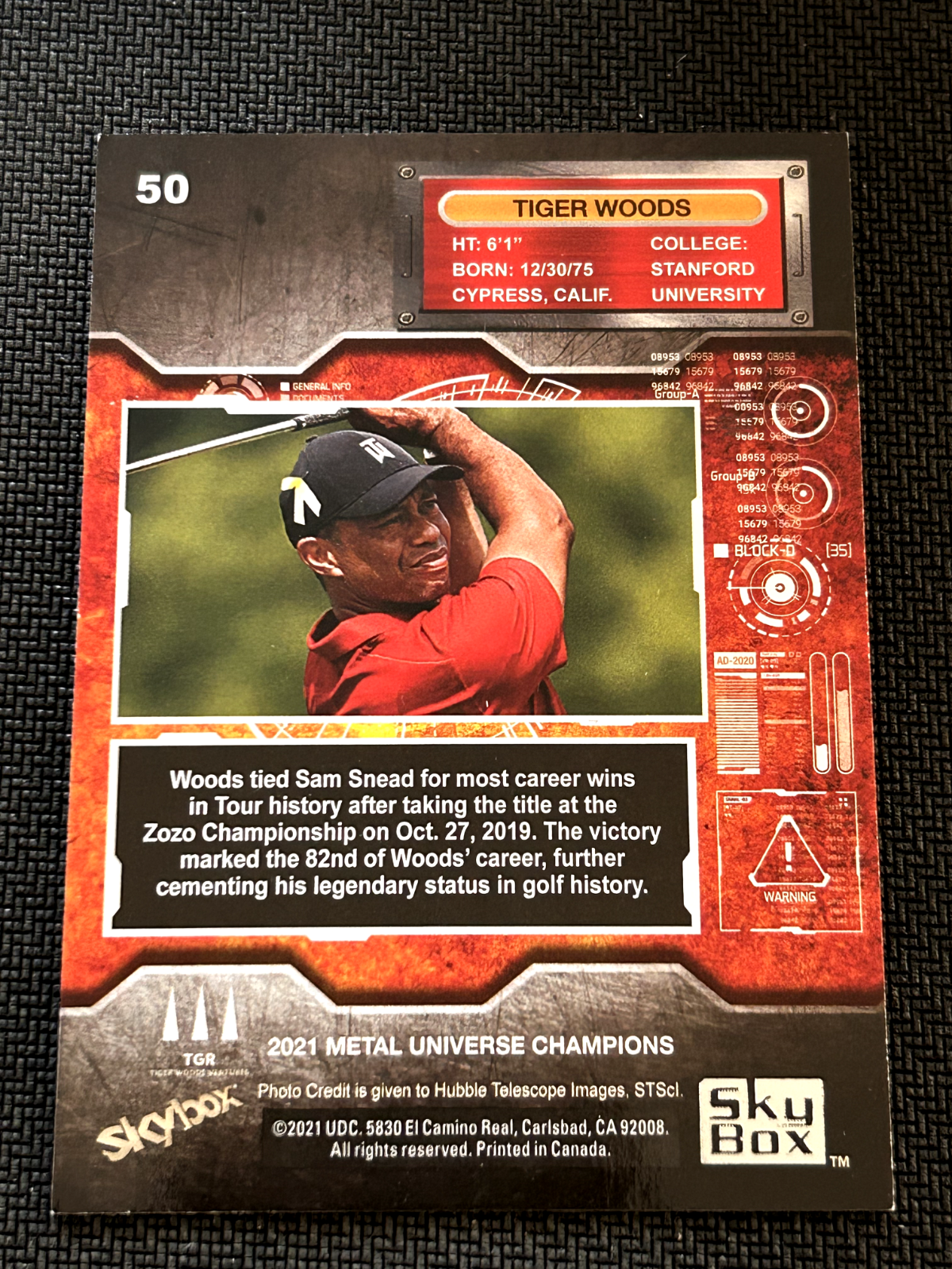 Tiger Woods 2021 Skybox Metal Universe Champions #50