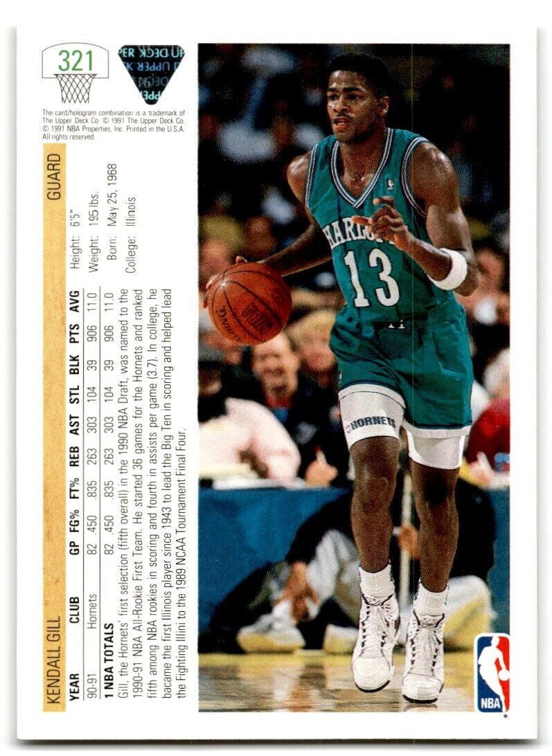 1991-92 Upper Deck Kendall Gill Charlotte Hornets #321