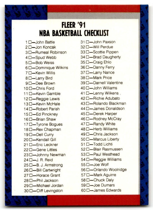 1990-91 Fleer Update Basketball Checklist #239