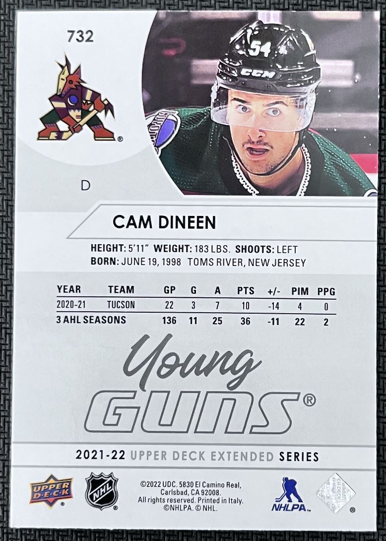 2021-22 Upper Deck Cam Dineen Rookie Arizona Coyotes #732