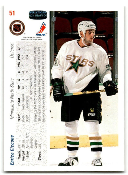 1991-92 Upper Deck Enrico Ciccone Rookie Minnesota North Stars #51