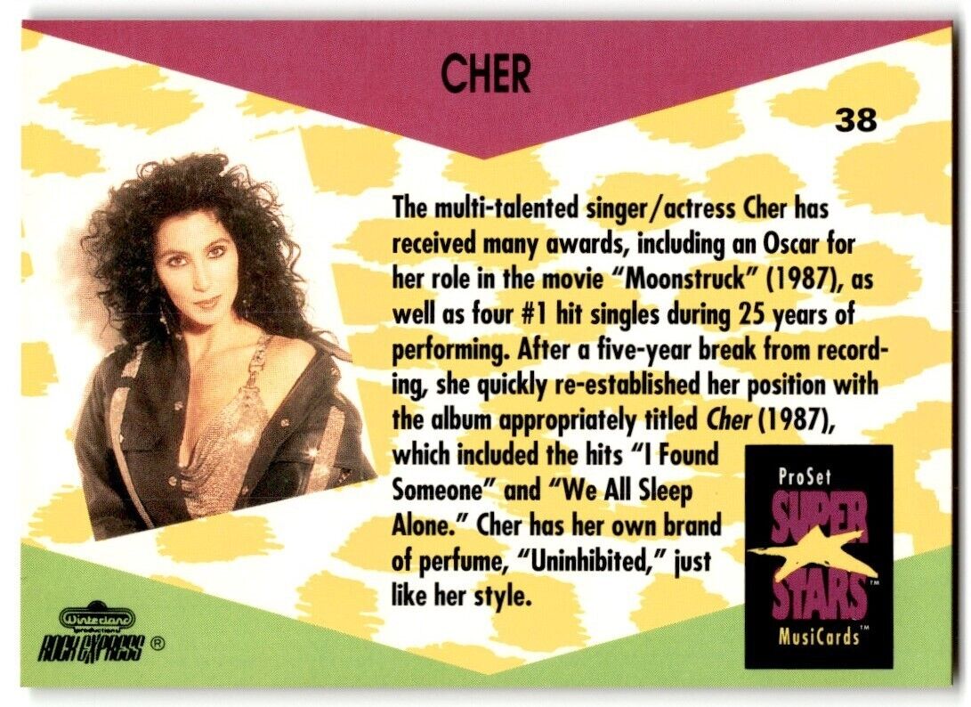 1991-92 ProSet Super Stars MusiCard Cher #38