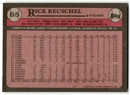 1989 Topps Rick Reuschel San Francisco Giants #65