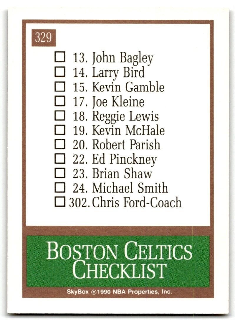 1990-91 SkyBox Boston Celtics Boston Celtics #329