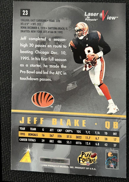 1996 Pinnacle Laser View Hologram Jeff Blake Cincinnati Bengals #23