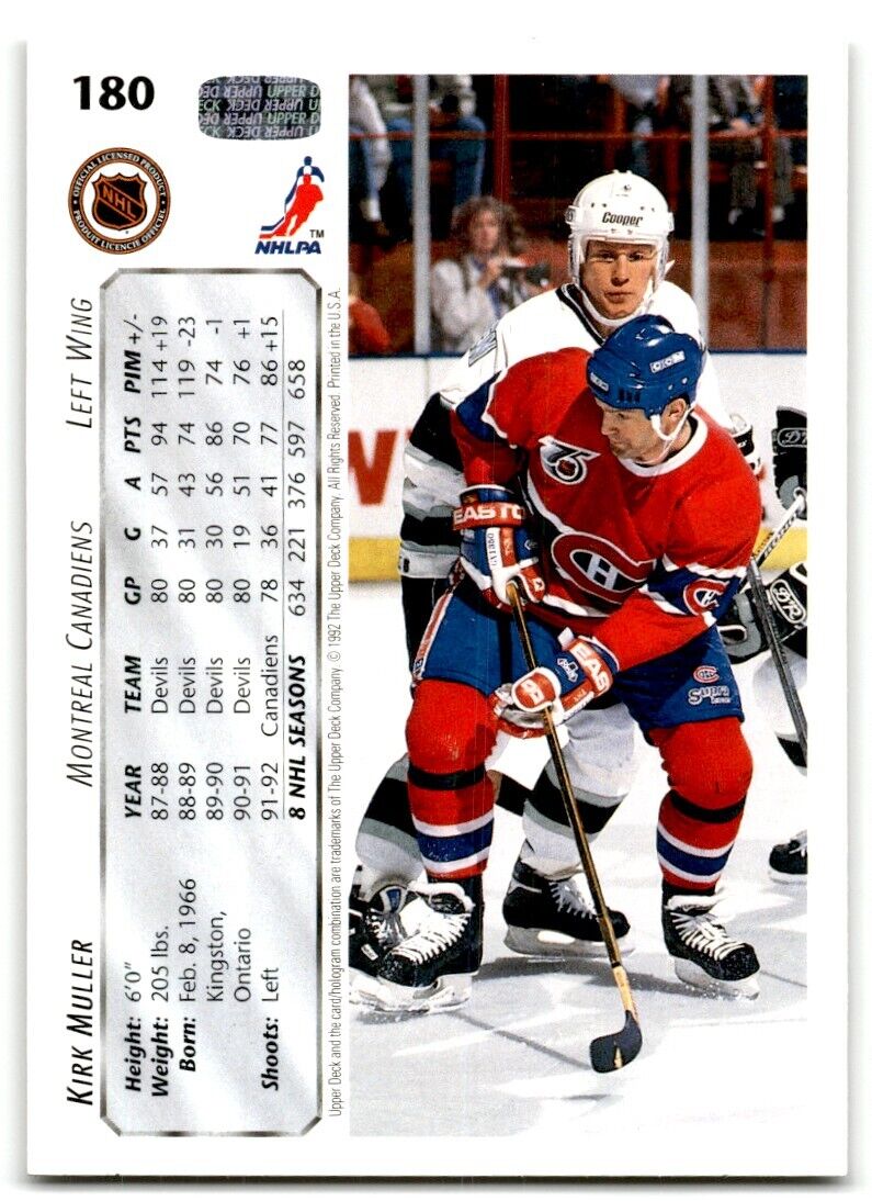 1992-93 Upper Deck Kirk Muller Montreal Canadiens #180B