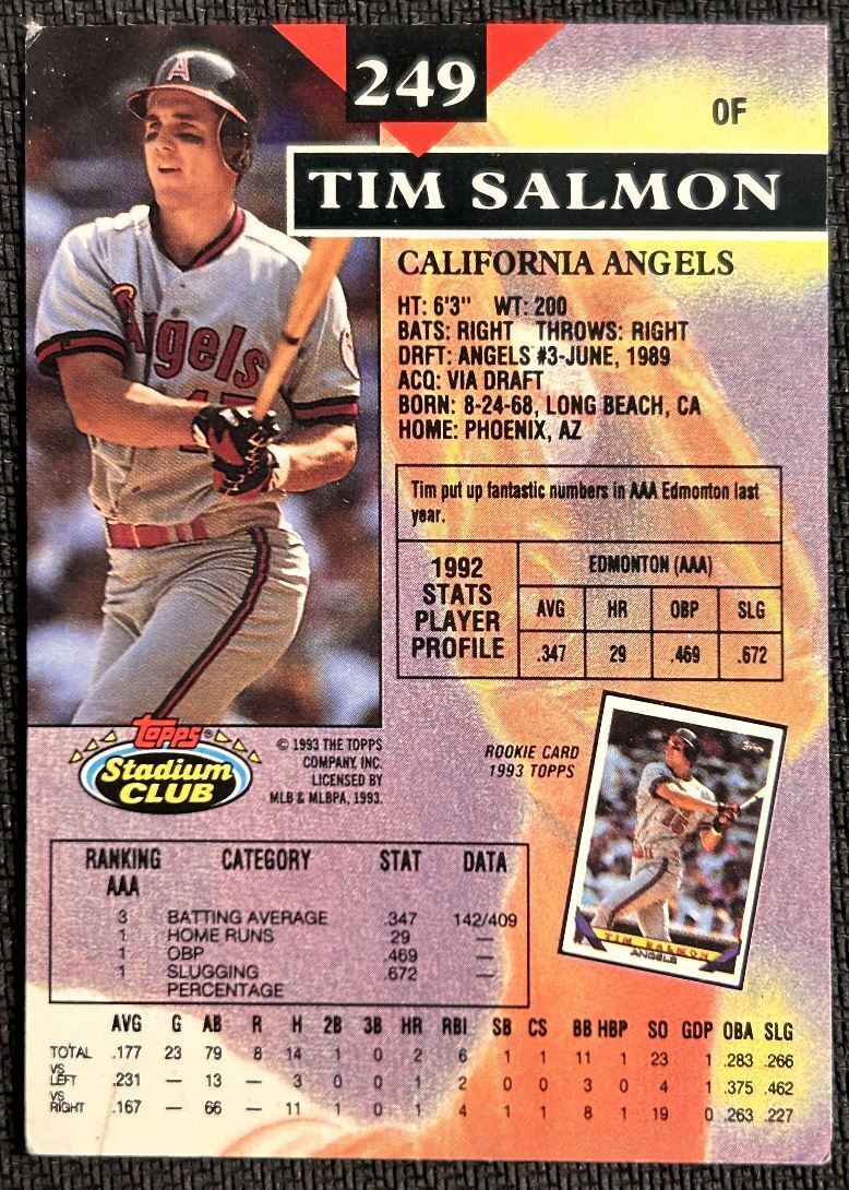 1993 Topps Stadium Club Tim Salmon California Angels #249