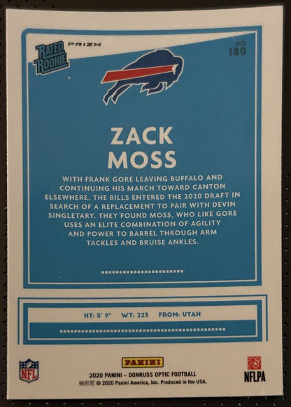 2020 Donruss Optic Blue scope Zack Moss Rookie Buffalo Bills #180 Parallel