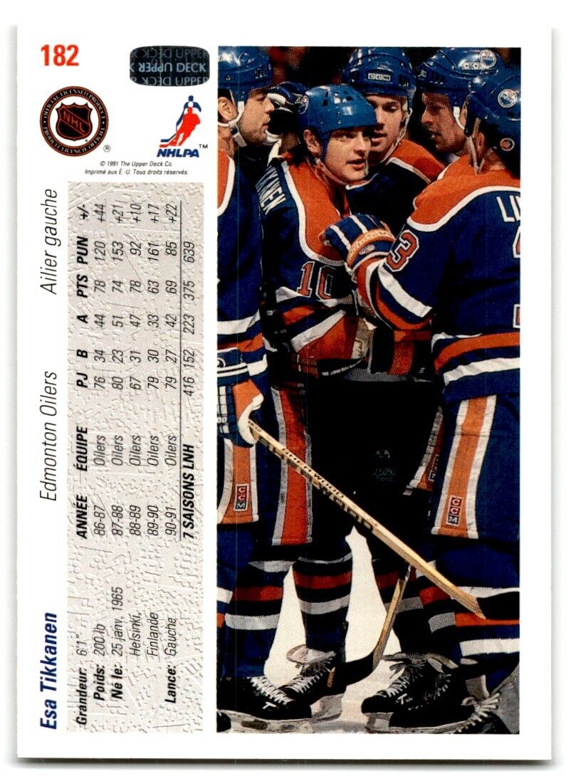 1991-92 Upper Deck Esa Tikkanen Edmonton Oilers #182