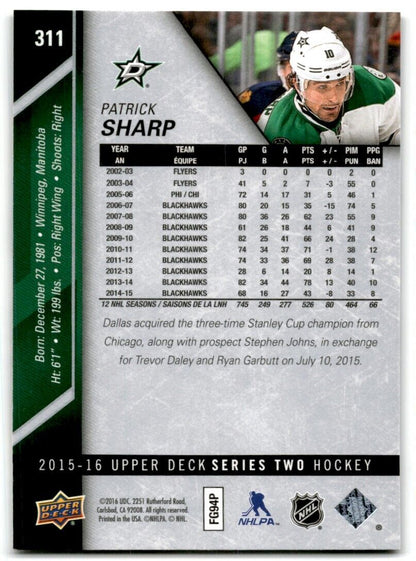 2015-16 Upper Deck Patrick Sharp Dallas Stars #311