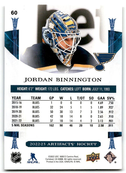 2022-23 Upper Deck Artifacts Jordan Binnington St. Louis Blues #60