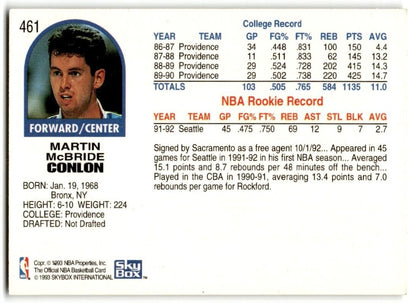 1992-93 Hoops Marty Conlon Sacramento Kings #461