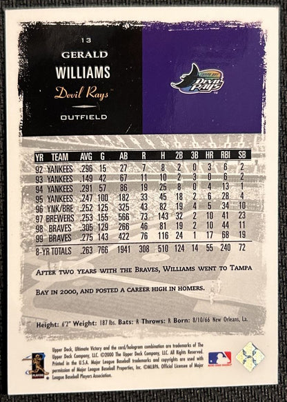 2000 Upper Deck Ultimate Victory Gerald Williams Tampa Bay Devil Rays #13