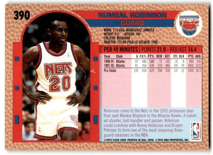 1992-93 Fleer Rumeal Robinson New Jersey Nets #390