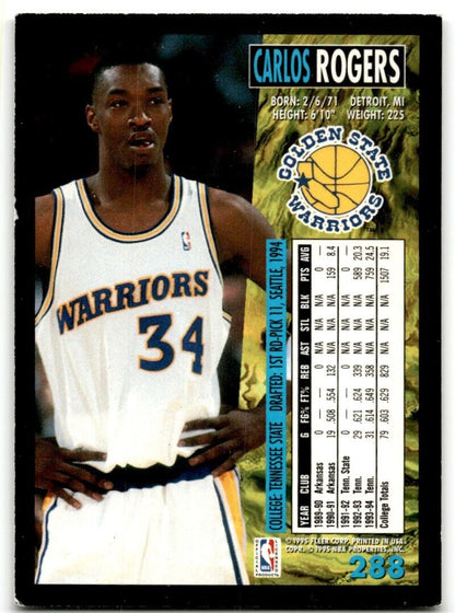 1994-95 Fleer Carlos Rogers Rookie Golden State Warriors #288