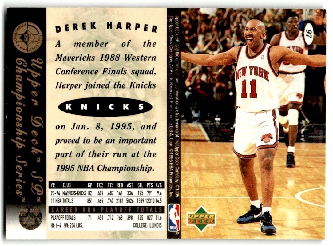 1995-96 SP Championship Series 1995 Derek Harper New York Knicks #97