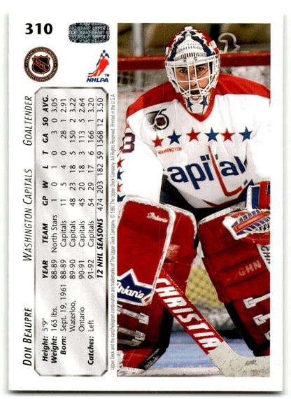 1992-93 Upper Deck Don Beaupre Washington Capitals #310