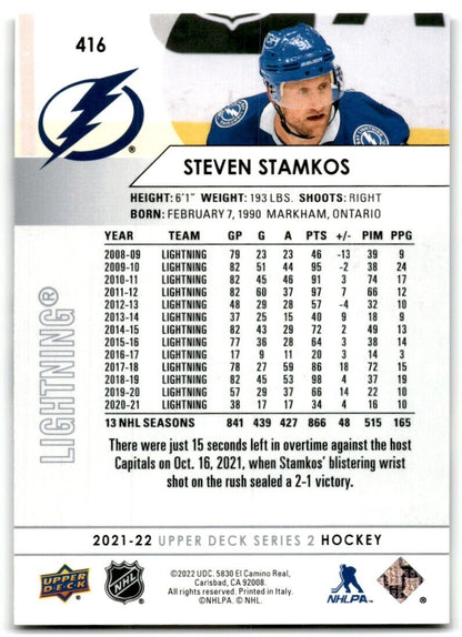 2021-22 Upper Deck Steven Stamkos Tampa Bay Lightning #416