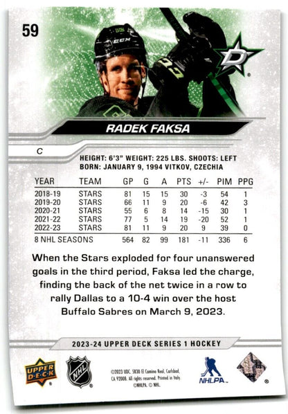 2023-24 Upper Deck Radek Faksa Dallas Stars #59