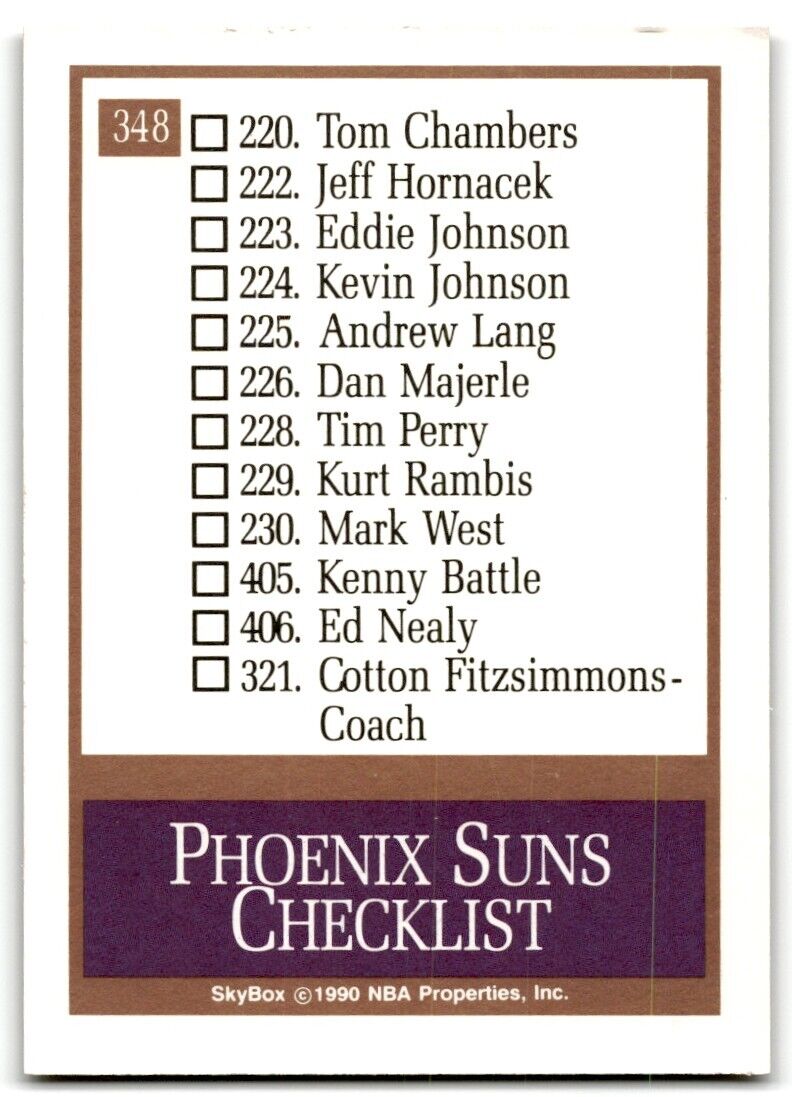 1990-91 SkyBox Phoenix Suns Phoenix Suns #348