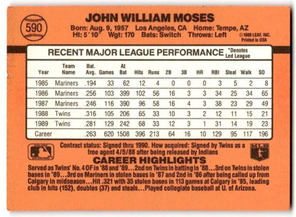 1990 Donruss John Moses Minnesota Twins #590